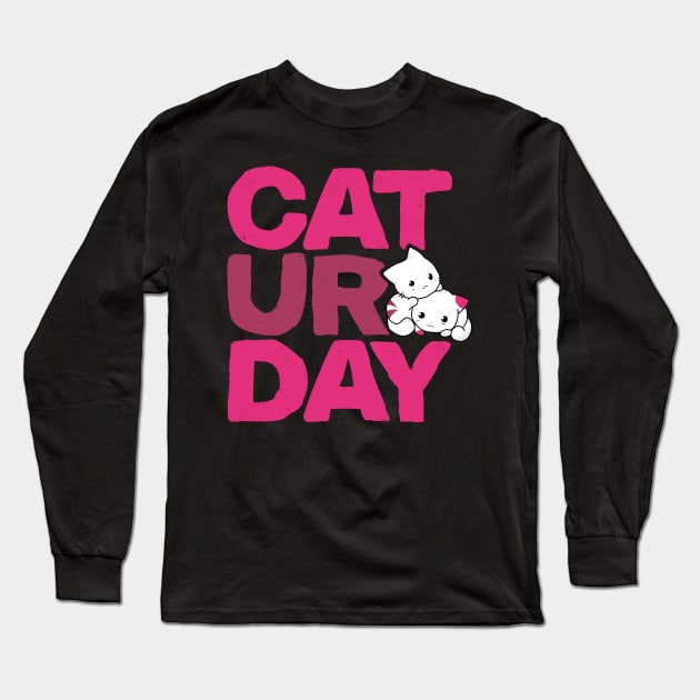 Caturdays Cute Cat weekend lover Long Sleeve T-Shirt by holger.brandt